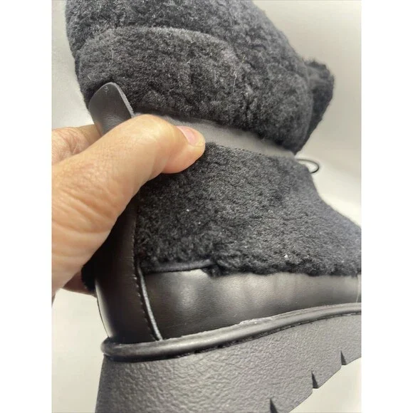 Marc Fisher Kamryn Genuine Shearling Black Leather Bootie Sz 5 1/2 DEFECT - Picture 12 of 12